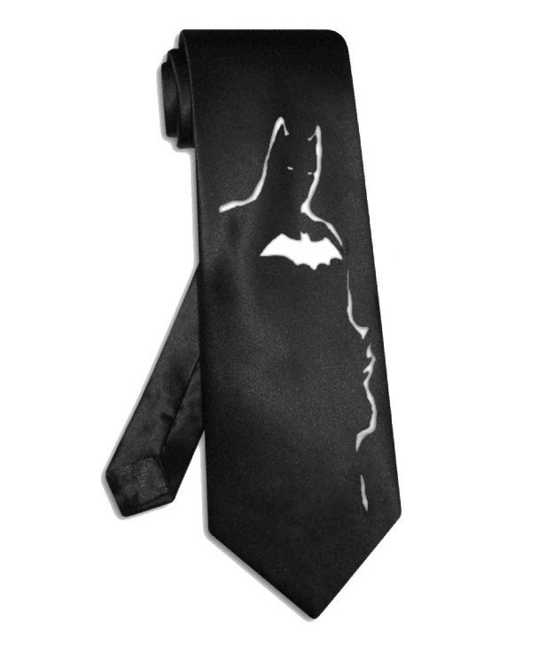 Batman Silhouette tie black satin silk superhero necktie
