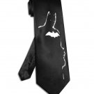 Batman Silhouette tie black satin silk superhero necktie