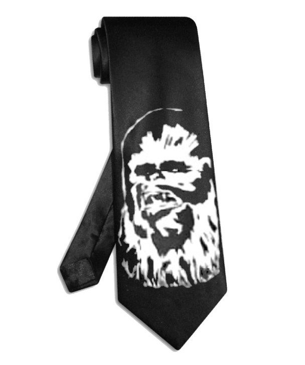Chewbacca tie black satin silk star wars necktie