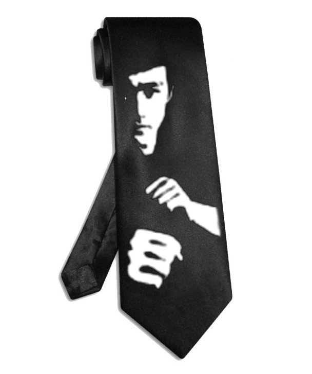 kung fu legend Bruce Lee tie black satin silk necktie
