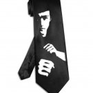 kung fu legend Bruce Lee tie black satin silk necktie