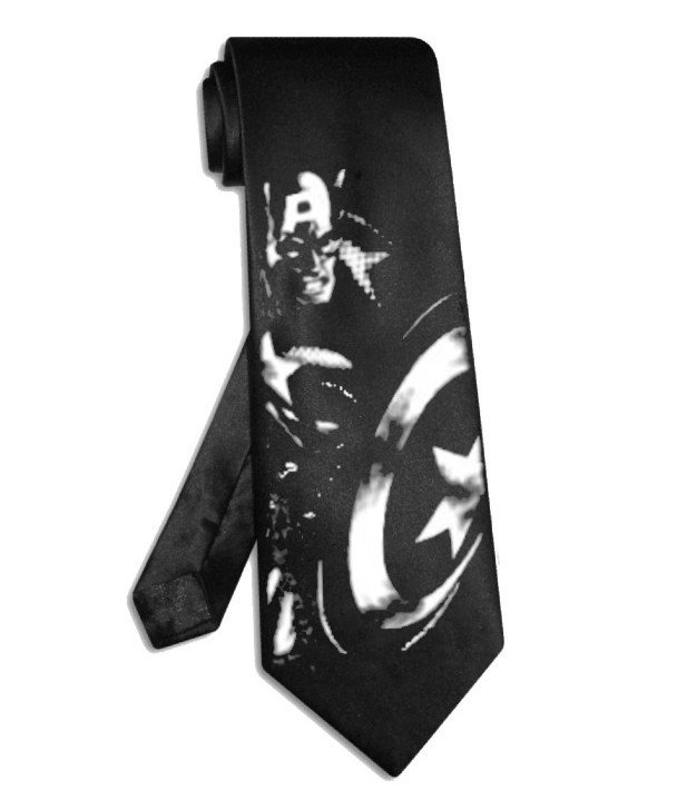 Captain America tie black satin silk avenger superhero necktie