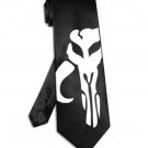 Boba Fett Mandalorian skull logo tie black satin silk star wars necktie