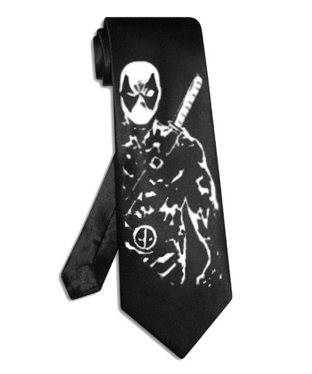 Deadpool tie black satin silk avenger superhero necktie