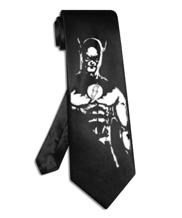 Flash necktie black satin silk avenger superhero tie