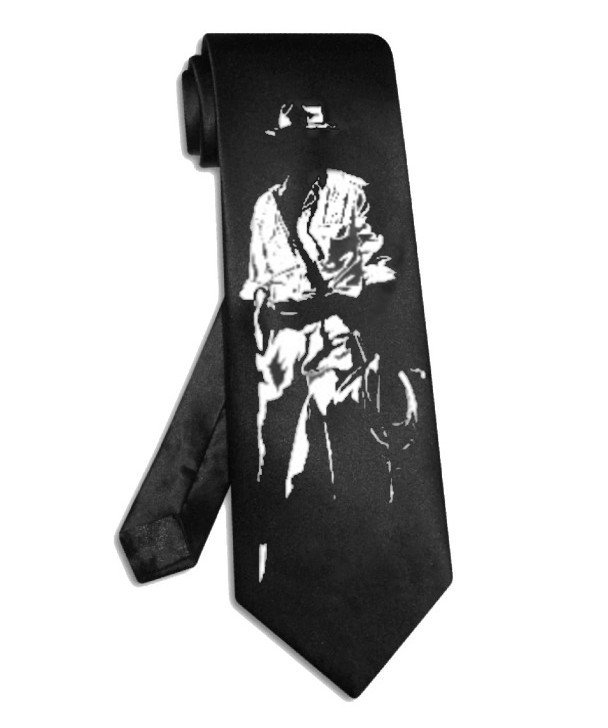 Indiana Jones tie black satin silk Harrison Ford necktie