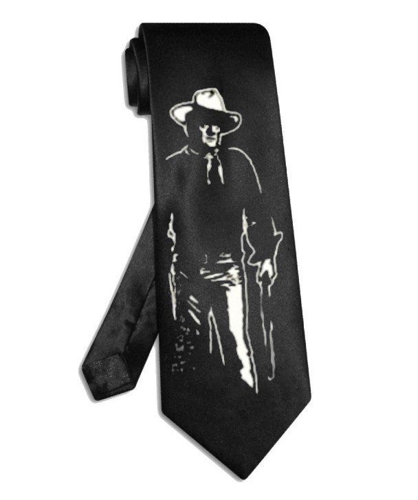 John Wayne tie black satin silk necktie