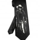 John Wayne tie black satin silk necktie