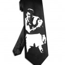 Muhammad Ali tie black satin silk necktie