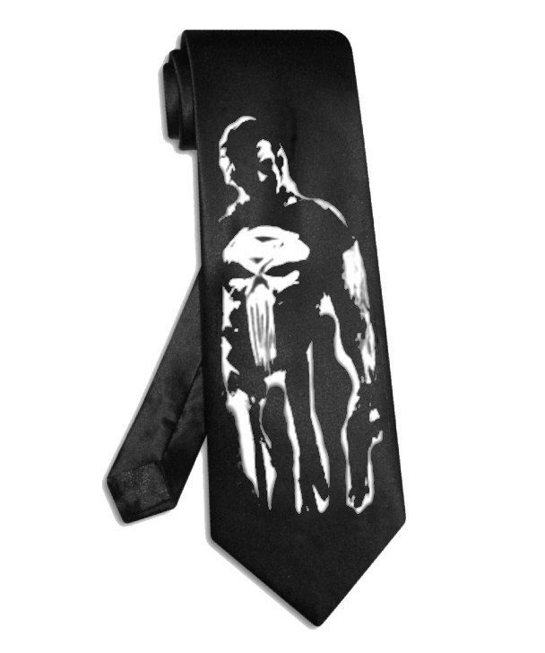 The Punisher necktie black satin silk superhero tie
