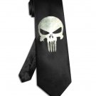 Punisher skull tie black satin silk necktie