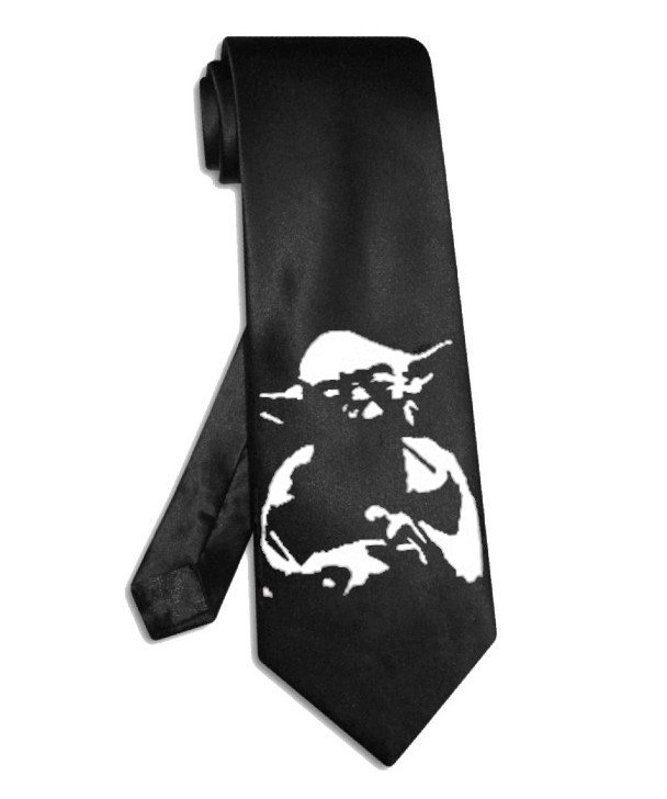 Yoda tie black satin silk Star Wars necktie