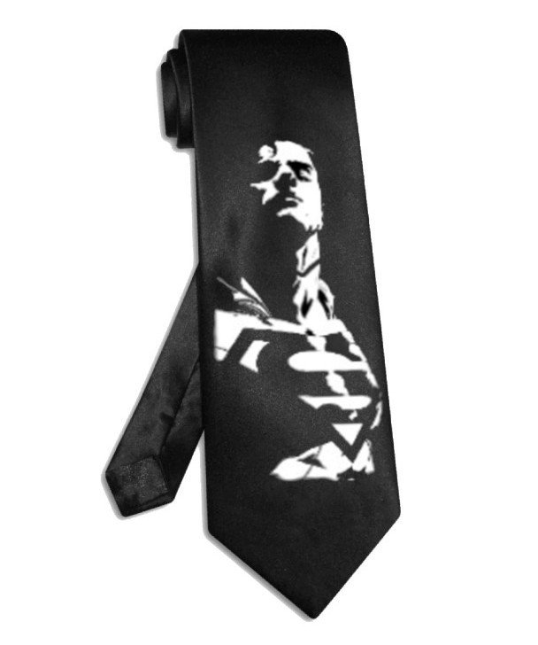 Superman tie black satin silk DC superhero necktie