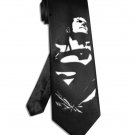 Superman necktie black satin silk DC superhero tie
