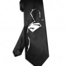 Superman silhouette necktie black satin silk DC superhero tie
