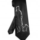 Tintin and snowy tie black satin silk necktie