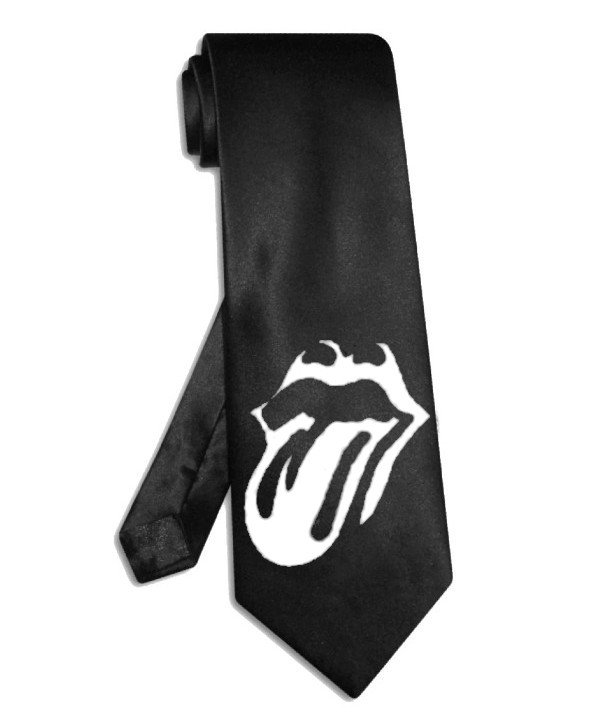 The Rolling Stones tongue and lips logo tie black satin silk necktie