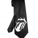 The Rolling Stones tongue and lips logo tie black satin silk necktie