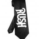 Rush band logo tie black satin silk necktie