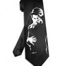 Tom Waits tie black satin silk necktie