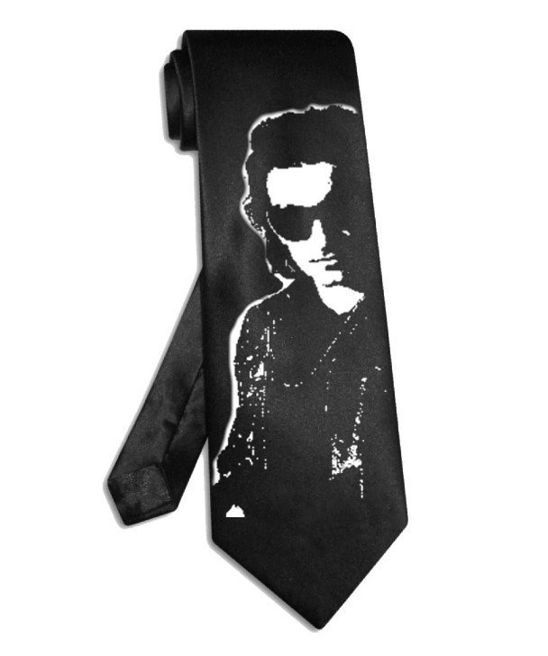 U2 Bono tie black satin silk necktie