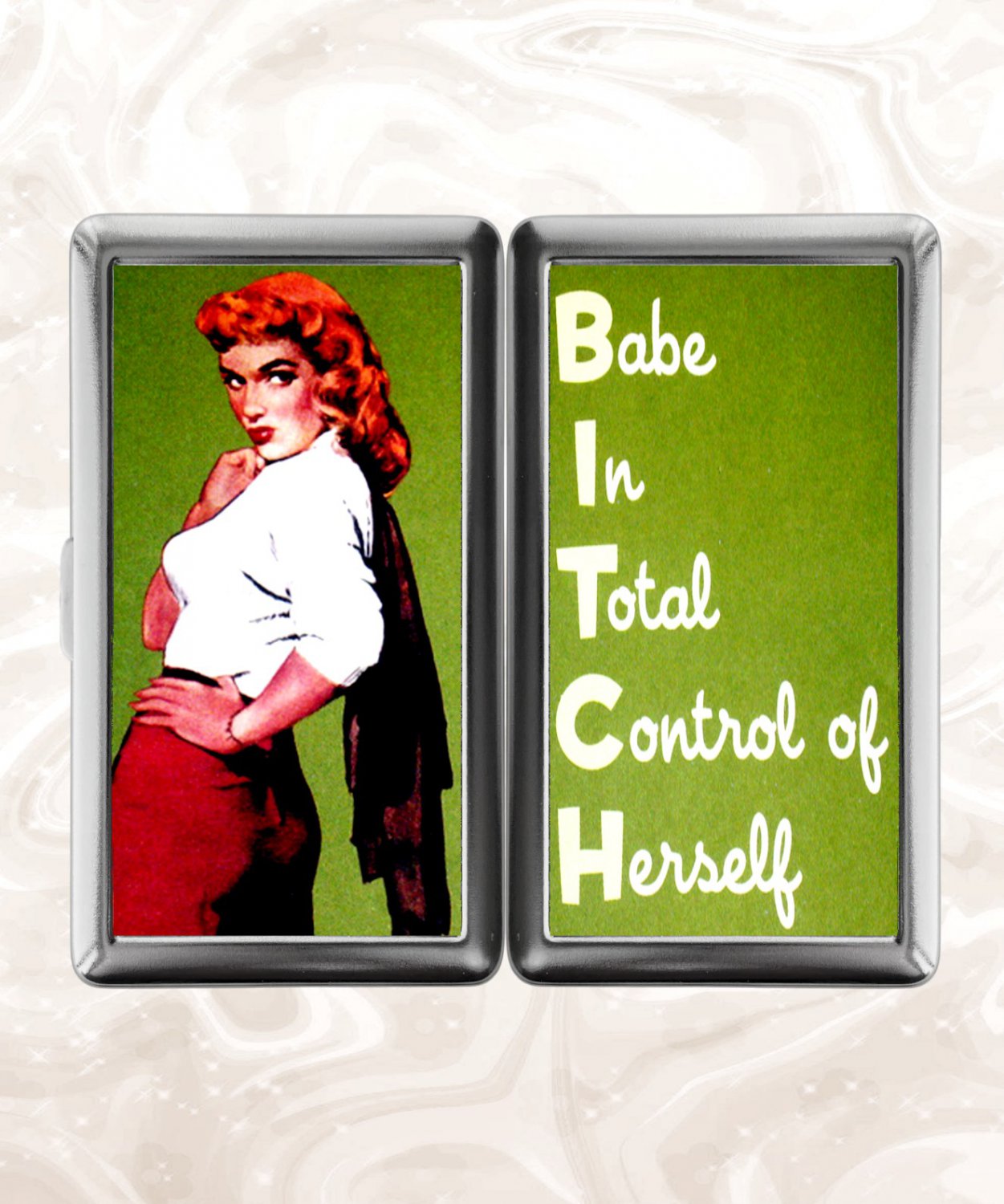 babe in total control of herself bitchy quote humor Cigarette Case Card Holder