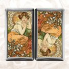 Alphonse Mucha Topaz Cigarette Case Metal Wallet Business ID Credit Card Money Clip Holder