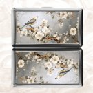 Bird and Blossoms Cigarette Case Metal Wallet Business ID Credit Card Money Clip Holder