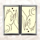 Cat High Five Cigarette Case Metal Wallet Business ID Credit Card Money Clip Holder
