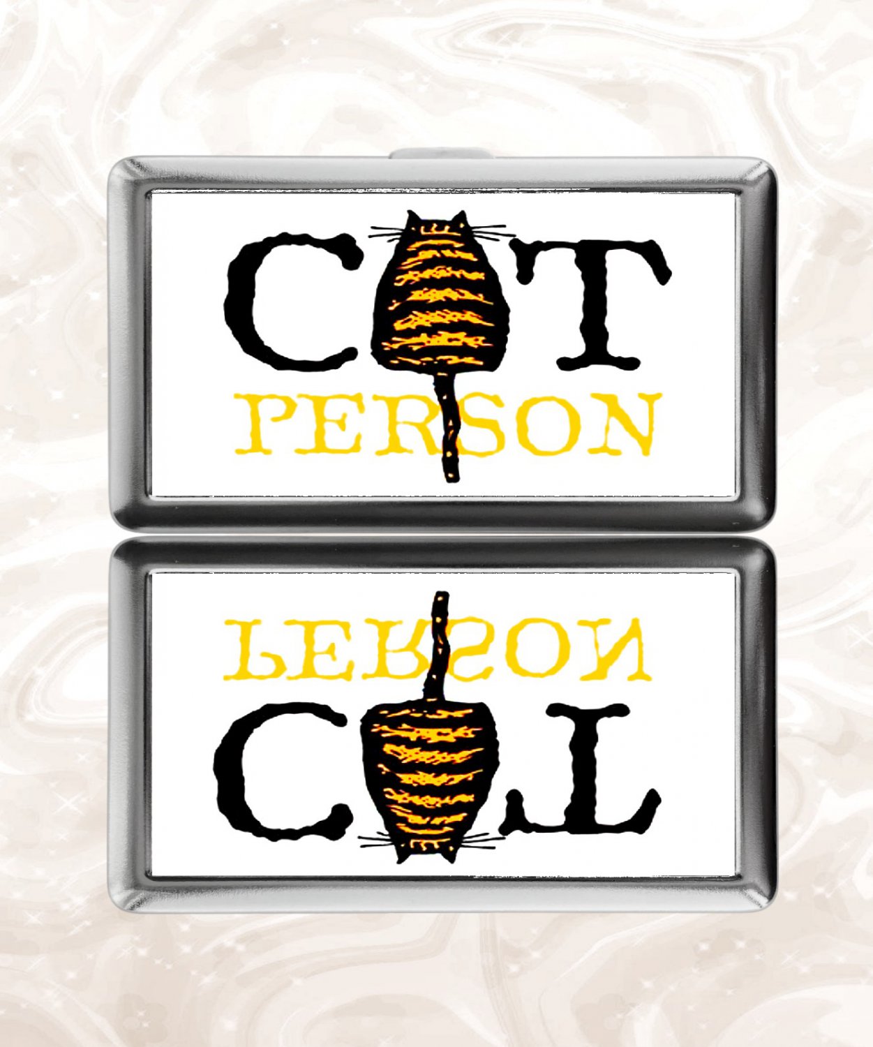 Cat Person Cat Lover Cigarette Case Metal Wallet Business ID Credit Card Money Clip Holder