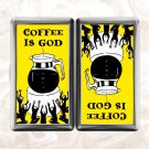 Coffee is God funny humor Cigarette Case Metal Wallet Business ID Credit Card Money Clip Holder
