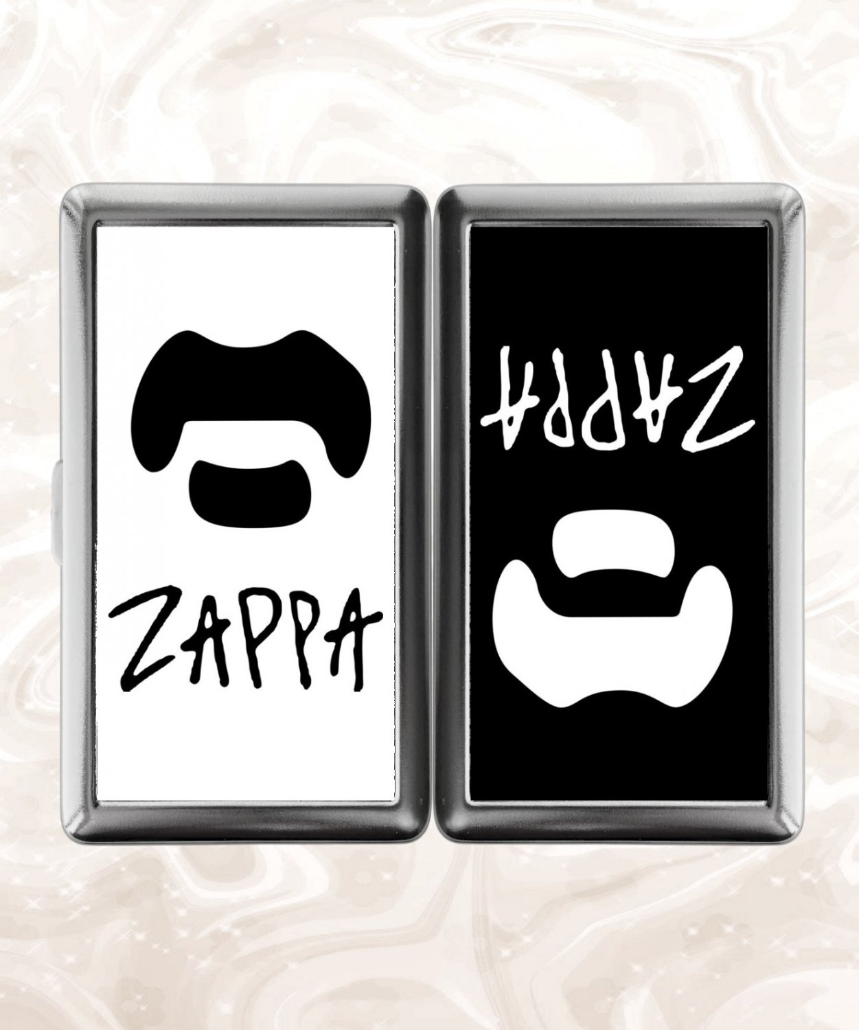 Frank Zappa Mustache Cigarette Case Metal Wallet Business ID Credit Card Money Clip Holder
