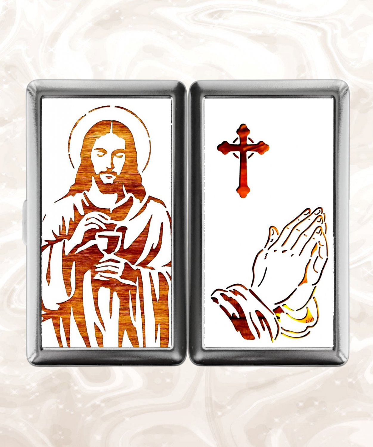 Jesus Christ Cigarette Case Metal Wallet Business ID Credit Card Money Clip Holder