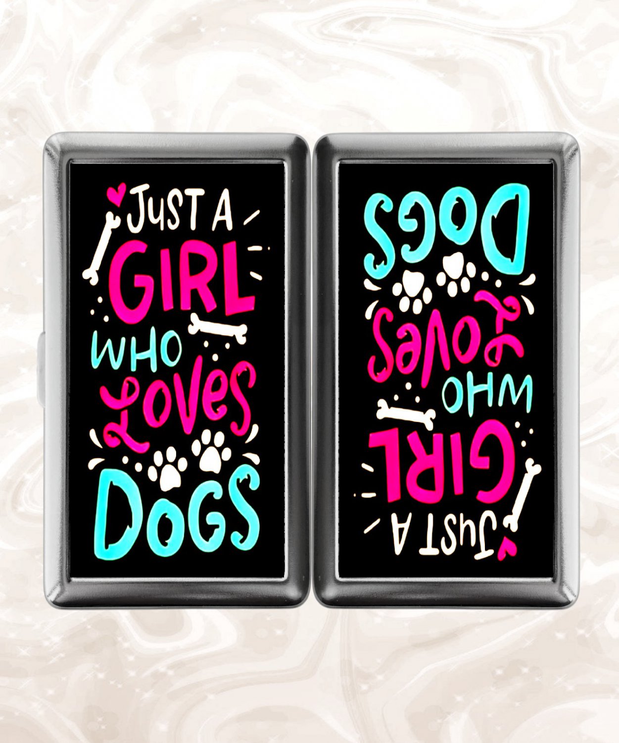just a girl who loves dog Cigarette Case Metal Wallet Business ID Credit Card Money Clip Holder