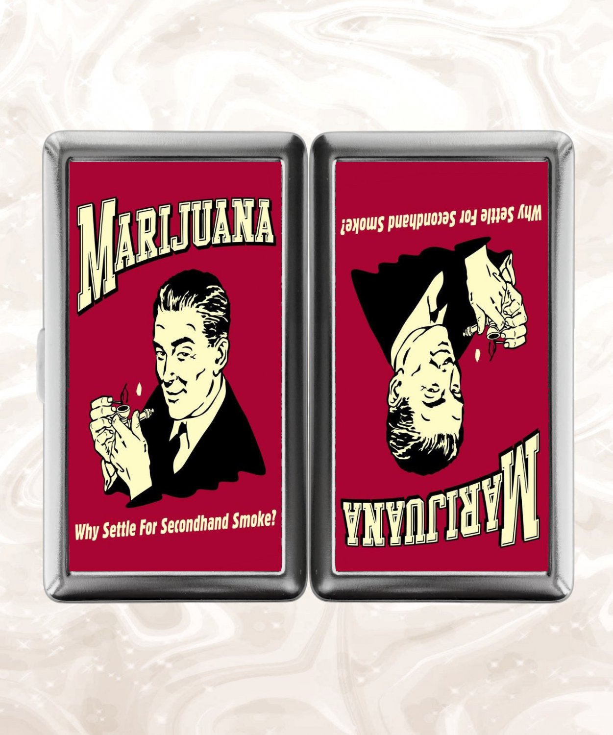 Marijuana Why Settle For Second Hand Smoke retro funny humor Cigarette Case Card Holder