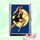 Witch On A Broom Pinup Girl Riding High Pin-up Girl Cigarette Case Card Holder