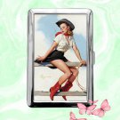 pinup girl with monkey Cigarette Case Metal Wallet ID Business Credit Card Money Holder