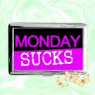 Monday Sucks funny humor Cigarette Case Metal Wallet ID Business Credit Card Money Holder