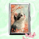 Cute Cat In Tree Art Cigarette Case Metal Wallet ID Business Credit Card Money Holder