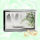 Chinese River and Bamboo art Cigarette Case Metal Wallet ID Business Credit Card Money Holder