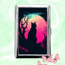 Cat under the moon Cigarette Case Metal Wallet ID Business Credit Card Money Holder