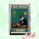 Cat I Do What I want funny Cigarette Case Metal Wallet ID Business Credit Card Money Holder