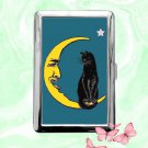 Black Cat on the Yellow Moon Cigarette Case Metal Wallet ID Business Credit Card Money Holder