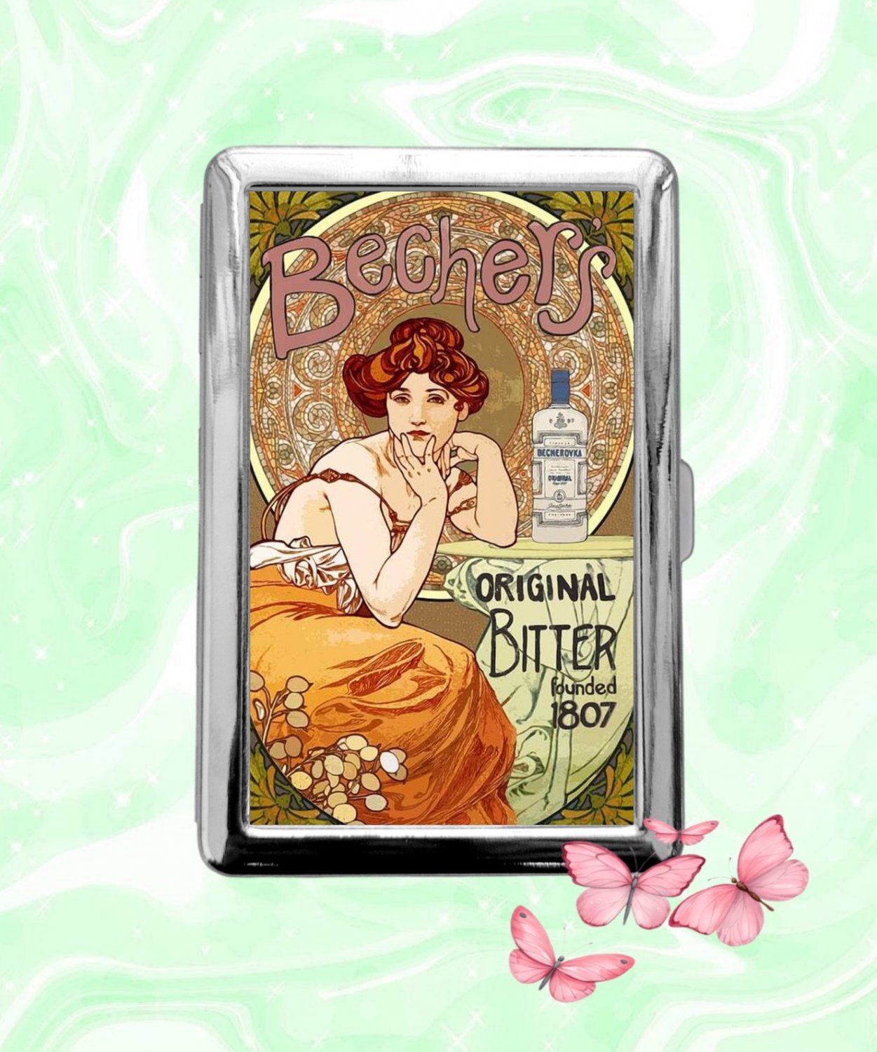 Bechers Original Bitter Cigarette Case Metal Wallet ID Business Credit Card Money Holder