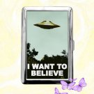 I Want to Believe UFO Cigarette Case Metal Wallet Business ID Credit Card Money Clip Holder