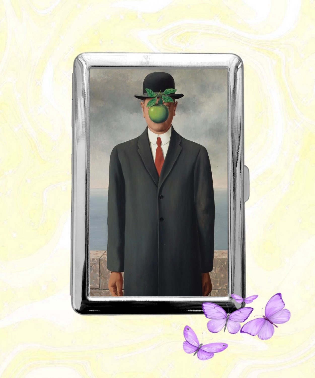 Rene Magritte The Son of Man Cigarette Case Metal Wallet ID Business Credit Card Money Holder