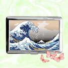 The Great Wave off Kanagawa Cigarette Case Metal Wallet Business ID Credit Card Money Clip Holder