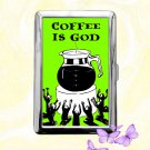 Coffee is God funny humor Cigarette Case Metal Wallet Card Holder