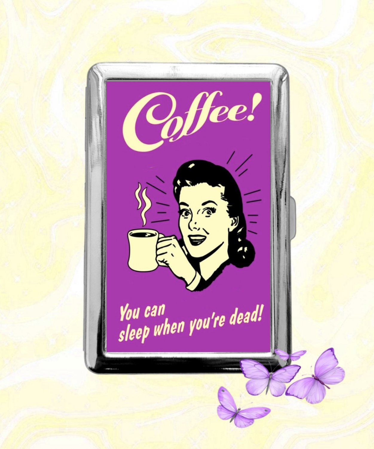coffee You Can Sleep When You Are Dead funny humor Cigarette Case Card Holder