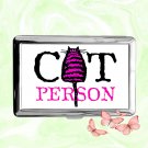 cat person kitten lover Cigarette Case Metal Wallet Business ID Credit Card Money Clip Holder